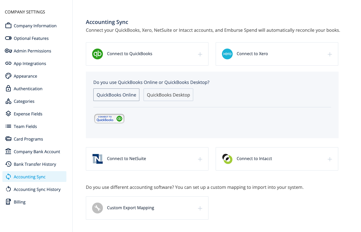 Connect QuickBooks Online to Emburse Spend Emburse Spend Help Center