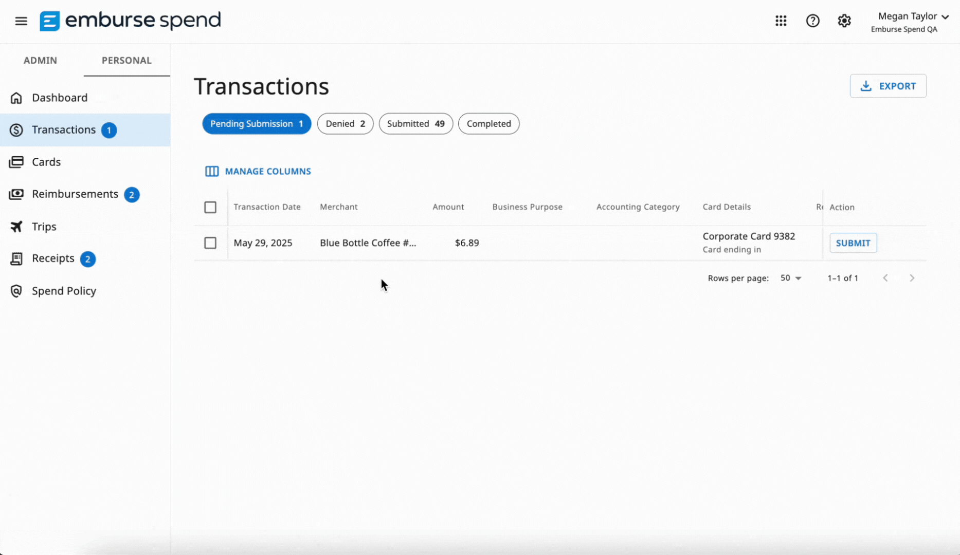 User saves a posted transaction as a draft and completes it later.gif