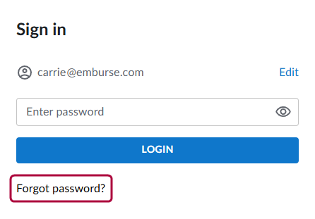 Login screen showing Forgot Password link under password field.