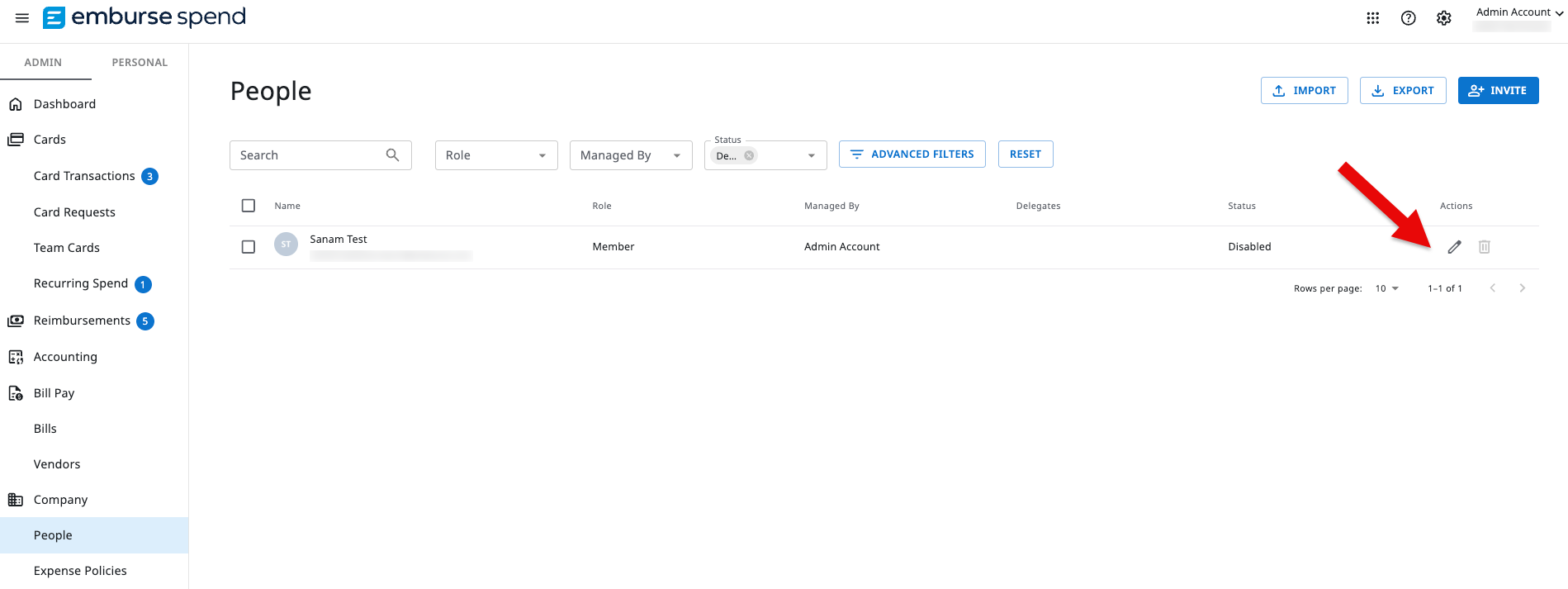 Edit icon (pencil) used to reactivate a deactivated user