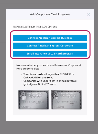 Connecting an Amex Corporate Card Program – Emburse Spend